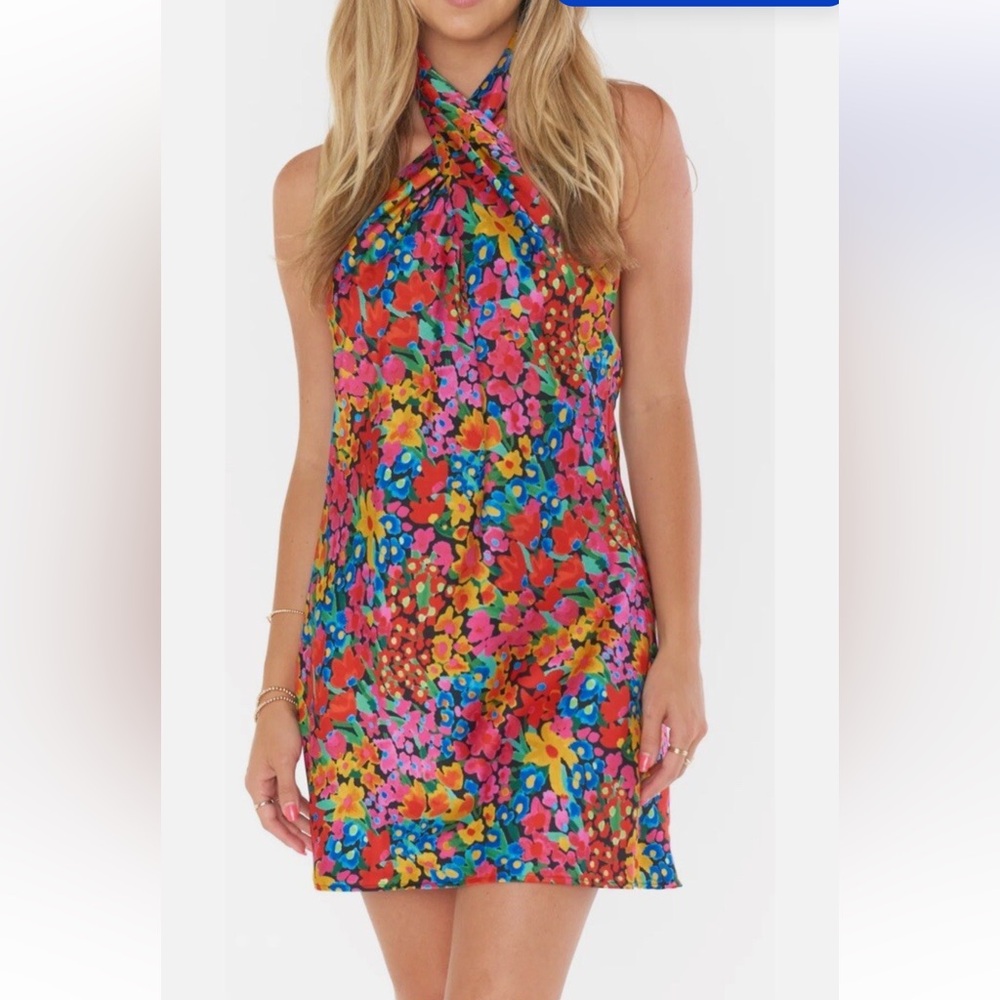 Show Me Your Mumu Jasmine Halter Mini Dress, Garden Glow, Size L